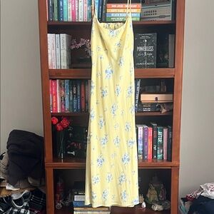 Hollister Yellow and Blue Floral Maxi Dress